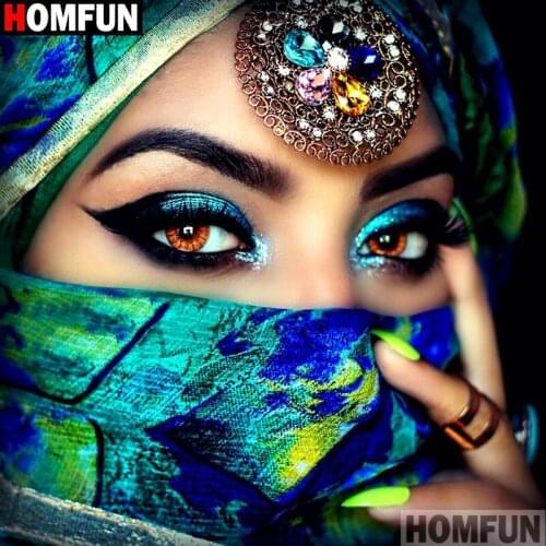 Homfun Full Square/Round Drill 5D DIY Diamond Painting "Masked beauty" 3D Embroidery Cross Stitch Home Decor Gift A10599