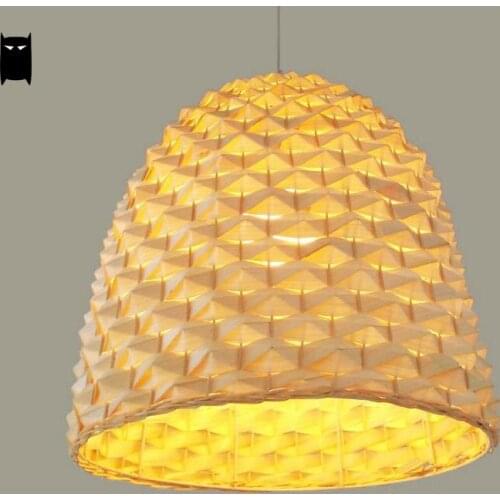 Bamboo Wicker Rattan Pineapple Pendant Light Fixture Rustic Chinese Country Hanging Lamp Luminaria for Restaurant Hot Pot Shop
