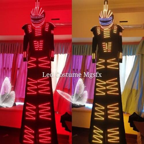 Free Shipping Stilts walker LED ROBOT / Nightclub stage performance LED Kryoman Robot costume / LED Suits