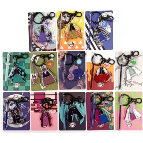 Anime Demon Slayer Deluxe Keychain Cosplay New Weapon Nezuko Zenitsu Tanjirou Kyoujurou Bag Key Pendant Collection Props Gift