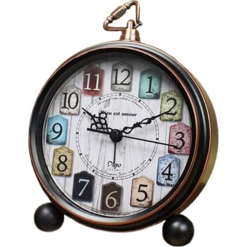 Digo Retro Alarm Clock Battery Silent Non-Ticking Small Metal Desk Table Quartz Digital Clocks for Indoor Bedroom Kids