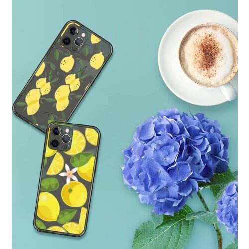 Lemon Phone Case For iPhone 12 11 8 7 se 2020 pro X XS XR MAX Plus Black Transparent Cover