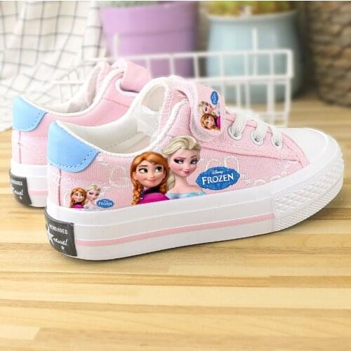 Disney childrens shoes low-cut pu sneakers student Korean frozen elsa single shoes female princess baby shoes