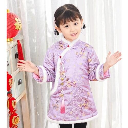 Baby Girl 2020 Winter style children Long sleeve Traditional dresses for kids Thick autumn Chinese dress