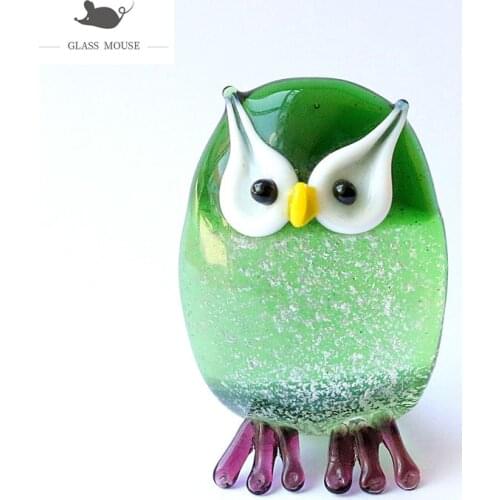 New Miniature Handmade Silver Foil Craft Glass Owl Figurine Lovely Vivid Animal Ornament Holiday Christmas Decor High Grade Gift