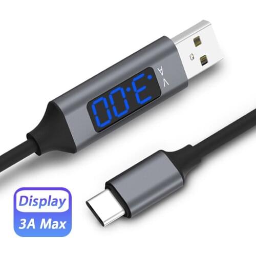 USB Type C Fast Quick Charge QC 3.0 with LED Voltage Current Display for Xiaomi Huawei Cavo Micro USB Type-C Chargeur Cord Line