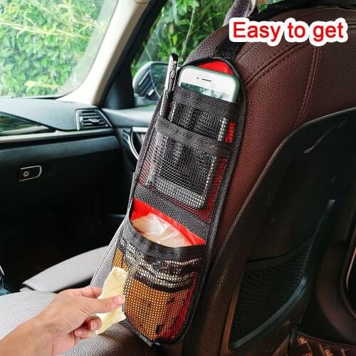 Multi-Pocket Tissue Holder Organizer for Small Items Auto Seat Storage Bag Mesh Pocket Car Seat Organizer Seat Side Hanging Bag