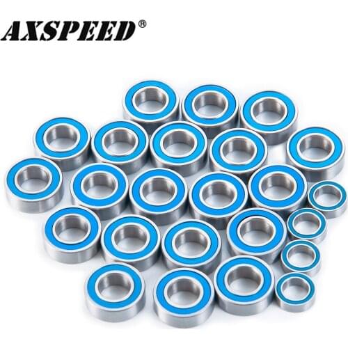 AXSPEED 24PCS Rubber Sealed Bearing Kit for Tamiya Super Clodbuster & Super Clodbuster & Bullhead RC Crawler Car Parts