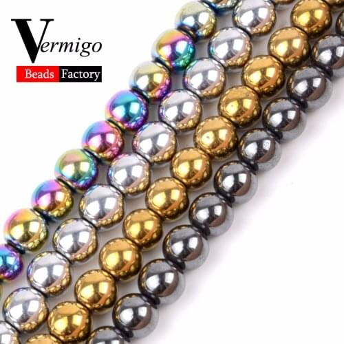 Natural Stones Multicolor Hematite Round Beads For Jewelry Making Loose Beads 4 6 8 10mm Diy Bracelet Accessories Wholesale 15"