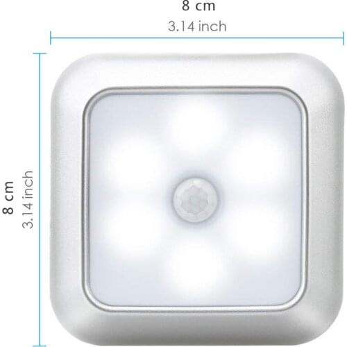 Three Square 6LED Body Movement Sensors Activate Cabinet Lamp Wall Lamp For Family Bedside Stair Kitchen Lighting
