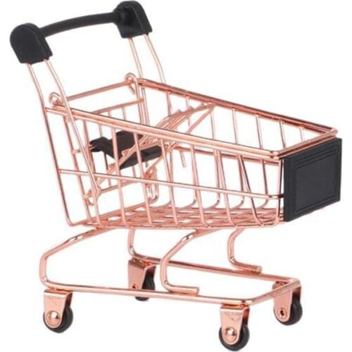 Miniature Metal Shopping Cart Model Toy Early Childhood Education Pretend Play House Trolley Doll House Toy Decoration Ornaments