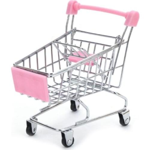 Mini Supermarket Hand Trolley Shopping Utility Cart Storage Basket Pretend Kids