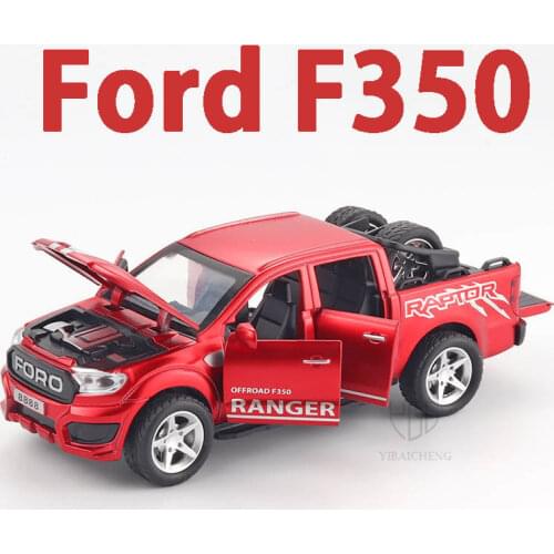 1/32 Ford Raptor F350 Pickup Alloy Car Model Diecast Metal Simulation Children Toy Detachable Spare Wheel Vehicles For Kids Gift