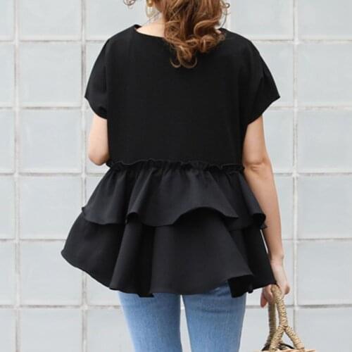 VANOVICH Fashion T Shirts Women Summer 2021 New Korean Style Ladies T Shirts Round Neck Ruffled Short-sleeve Women Clothing