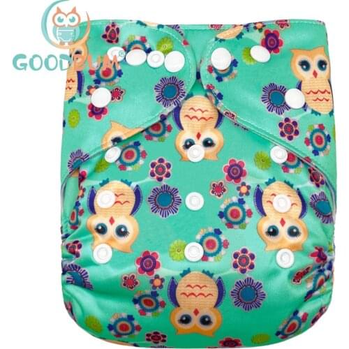 Goodbum Washable Woodpecker Printed Cloth Diaper Double Row Snaps Cloth Nappy For 3-15KG Baby Diaper