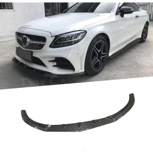 Carbon Fiber Front Lip Spoiler for Benz C Class W205 C205 C63 Coupe Sport 2019-2022 Head Chin Bumper Guard Car Styling FRP