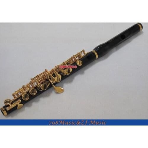 Professional Concert Piccolo-Gold Plated-Grenadilla Black Wood Wooden Ebony