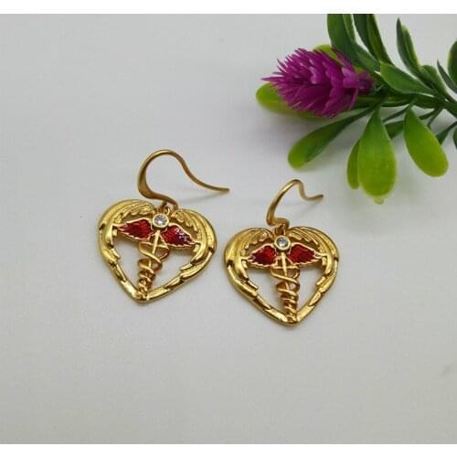 European and American simple retro earring geometric hollow earrings love color angel earrings set drop oil earrings