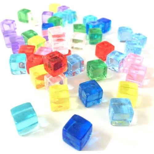 100Pcs/set 8mm Transparent Square Corner Colorful Crystal Dice Chess Piece Transparent Right Angle Sieve For Puzzle Game