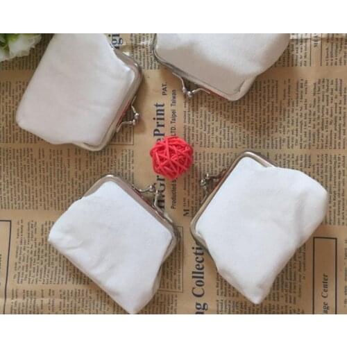 DIY White Pure Canvas Storage Bags Girls Children Coin Purse Wallet Blank Plain Gift Clutch Organizer Bags SN1267