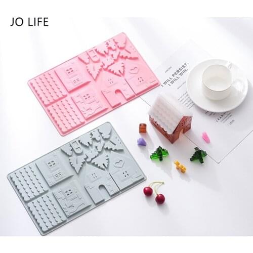 JO LIFE 3D Gingerbread House Silicone Mold Christmas Pastry Baking Cake Decoration Mould