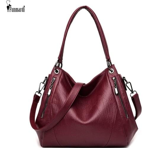 FUNMARDI Solid Color Women Handbag Zipper Designer Shoulder Bags Lady PU Leather Bag Large Capacity Tote Bag Crossbody WLHB2154