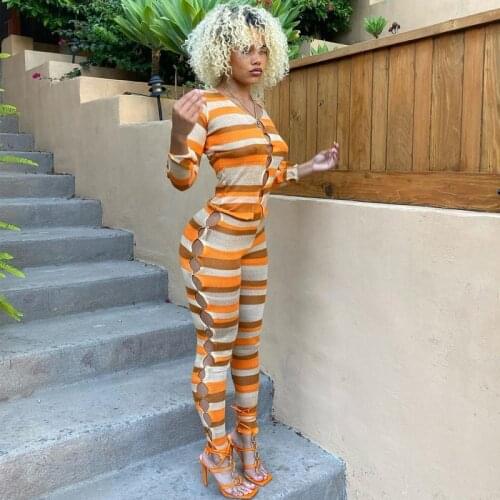 Streetwear Striped Knitted Womens Set Crop Tops Legging Pants Suits Tracksuit Matching Two Piece Sets Fitness Outfit