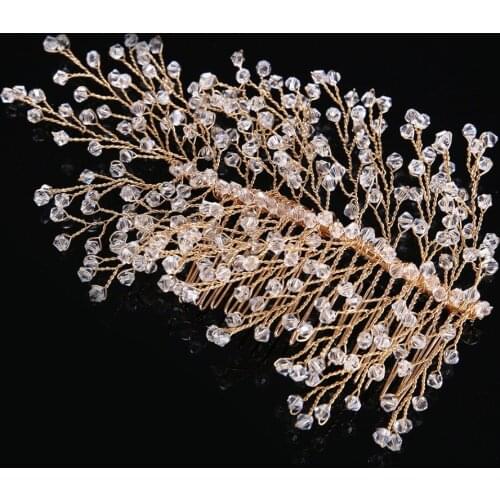 Gorgeous Hand-Woven Dendritic Crystal Hair Comb New Fashion Bridal Wedding Party Headdress Hair Accessories Jewelry Gifts