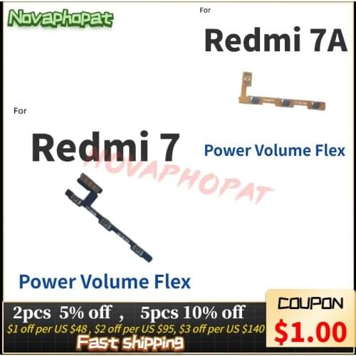 Novaphonepat Power Button Ribbon For Xiaomi Redmi 7 / Redmi 7A Power Switch on/off Volume Up Down keyboard Flex Cable