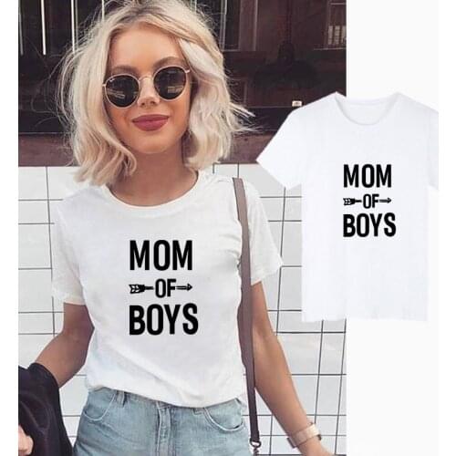 Showtly Mom of Boys Letter T-shirt Womens Clothes 2019 Fashion Funny Saying T Shirts Mom Wife Feminist Slogan Tee Tops