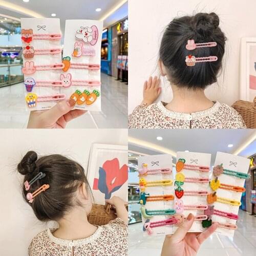 5/10 Pcs/Set Children Cute Cartoon Flower Fruit Ornament Hair Clips Girls Lovely Alloy Barrettes Hairpins Kids Hair Accessories