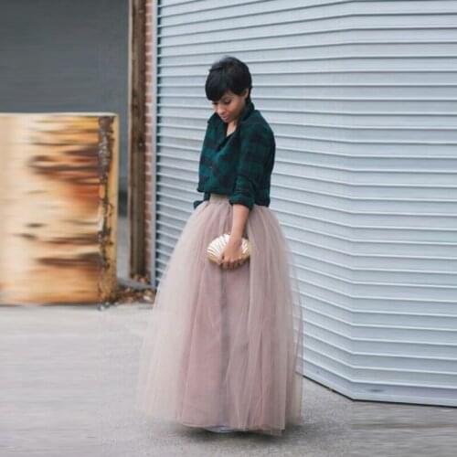 Europe Style Fashion Maxi Tulle Skirt Personalized A Line Floor Length Full Length Skirt Spring Autumn Winter Tulle Skirts Women