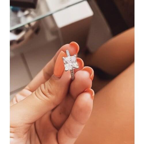 Emerald 925 Sterling silver rings finger Simple Square Princess cut Diamond Elegant Ring for Women Engagement Wedding jewelry