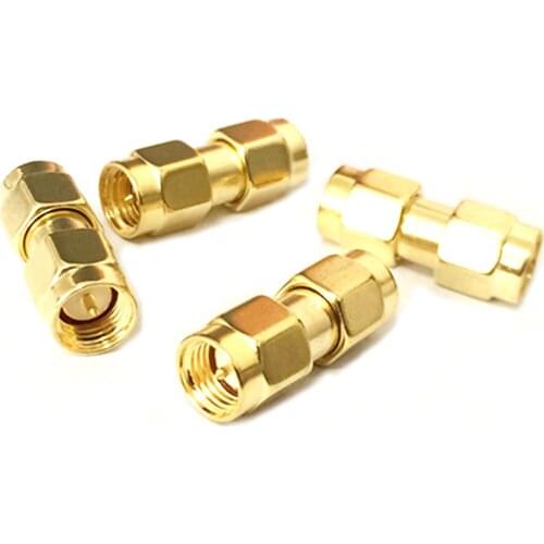 1PC RF Antenna Connector SMA Male to SMA Male For Two Way Radio Golden Color High Quality SMA-M To SMA-M Aerial Adaptor