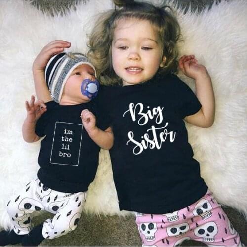 1pcs Im The Lil Bro and Big Sister 2020 Casual Kids Baby T-Shirts Family Matching Outfits T-Shirts Short Sleeve Summer Tshirts