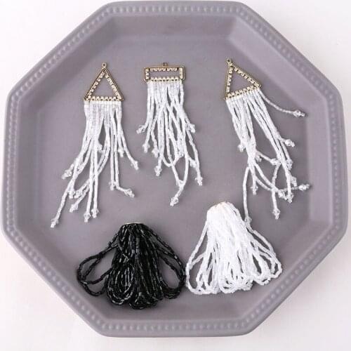2pcs beads long Tassel Dangle Drop Earrings for Women Female Fringed Vintage geometric pendant Diy jewelry hairpin material