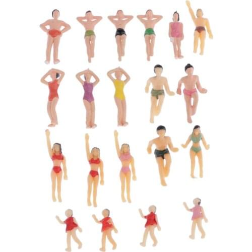 20pcs 1:50 HO S O Scale Miniature Beach People Model Figurine for Model Train