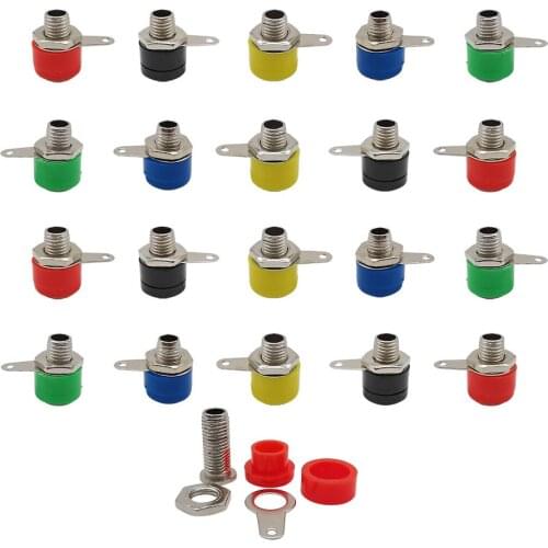 25Pcs/Lot 4mm 5 Color Banana Socket Plug Adapter 4mm 5 Color Banana Binding Post DIY Red Black Green Yellow Blue