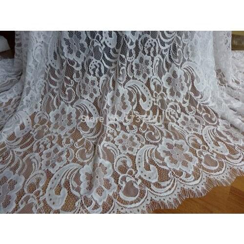 3meters/lot france eyelashes lace fabric 134cm wide diy romantic soft lace wedding dress pajamas comfortable accessories