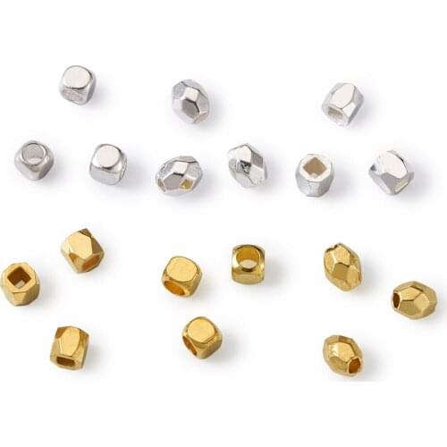 360pcs Metal Spacer Beads Faceted Column Cube Oval Shape Loose Beads for Jewelry Making Diy Accessories Golden/Silver Color