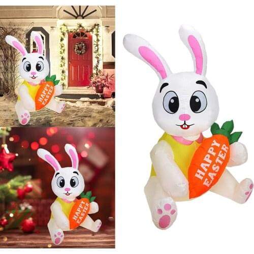 4.92 Ft Inflatable Bunny Easter Outdoor Decoration Inflated Rabbit LED Lights Spring Holiday Garden Lawn Patio Decor