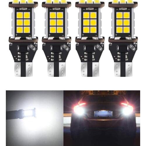 4Pcs 921 912 W16W T15 9-30V Non-Polarity Canbus Error Free 24 SMD LED Bulbs Backup Reverse Light third brake Bulb,Xenon White