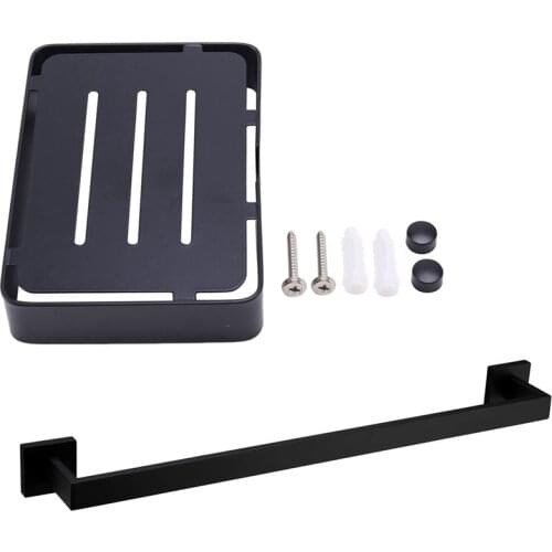 Promotion! 1 Set 304 Stainless Steel Soap Holder Bathroom Shampoo Basket & 1 Pcs Premium Stainless Steel Towel Bar 16-Inch