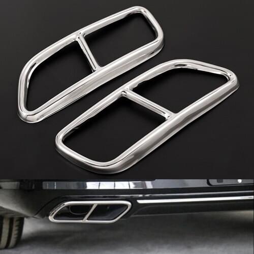 Beler Silver 2Pcs Stainless Steel Rear Exhaust Tail Pipe Frame Trim Car Styling Fit for Volvo S90 V90 2017 2018