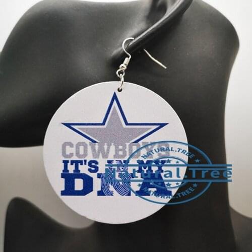 Free Shipping!cowboys in my DNA wooden earrings