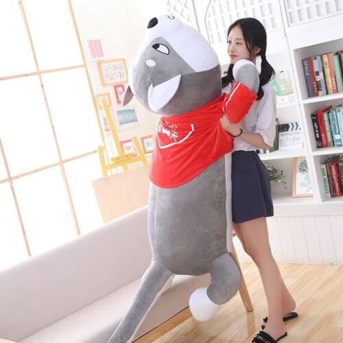 Big Size Cute Husky Plush Toy Soft Cartoon Animal Dog Stuffed Doll Sofa Sleeping Pillow Cushion Kids Girlfriend Birthday Gift