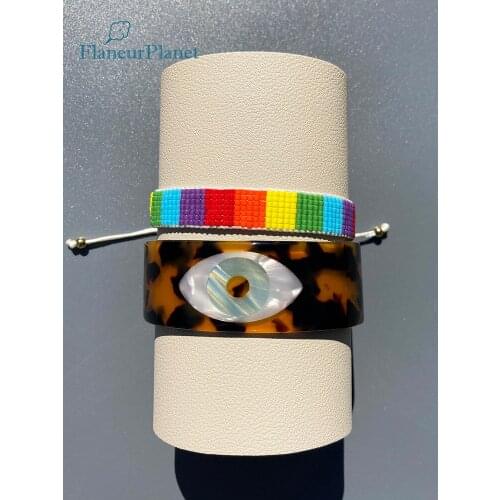 FlaneurPlanet Miyuki Bead Woven Rainbow Color Friendship Bracelet For Girl Women Trendy Bead Jewelry