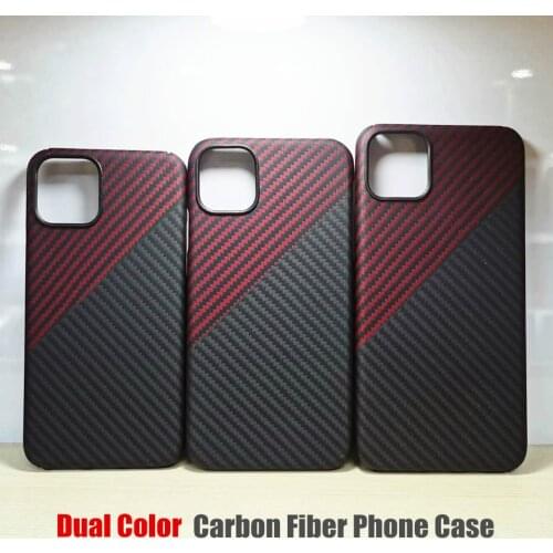 Amstar Dual Color Real Carbon Fiber Phone Case for iPhone 11 Pro Max Samsung Note 20 Ultra S20 Ultra Plus Xiaomi Huawei