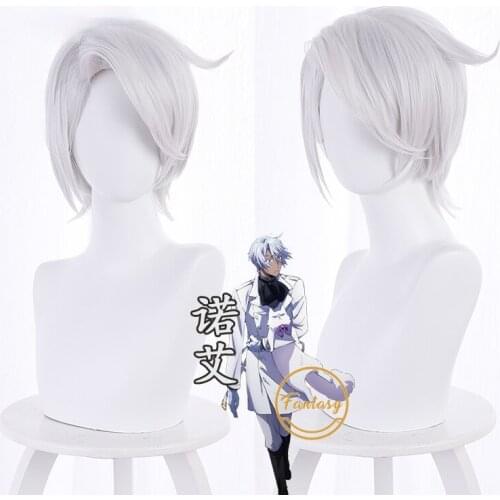 Noe Anime The Case Study of Vanitas Cosplay Wig Heat Resistant Synthetic Short Silver Wig Hair Halloween Party+ Free Wig Cap