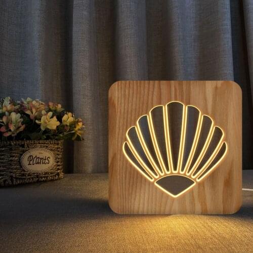 Shell Wood Lamp 3D Night Lamp Wood Products Decoration Gift bedroom lamp
